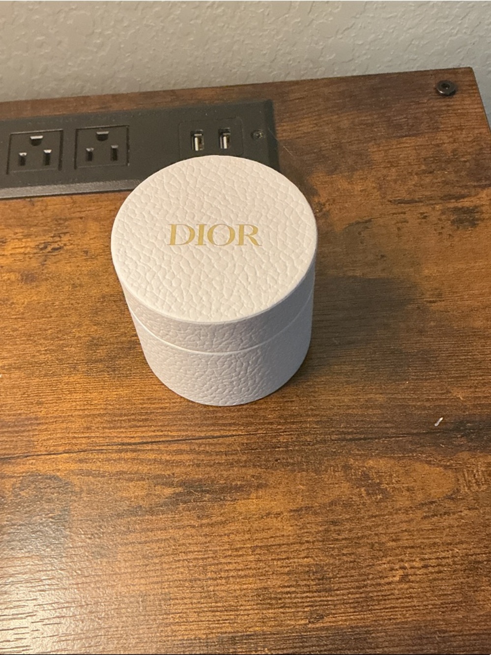 Dior Round White Jewelry Case with Gold Logo